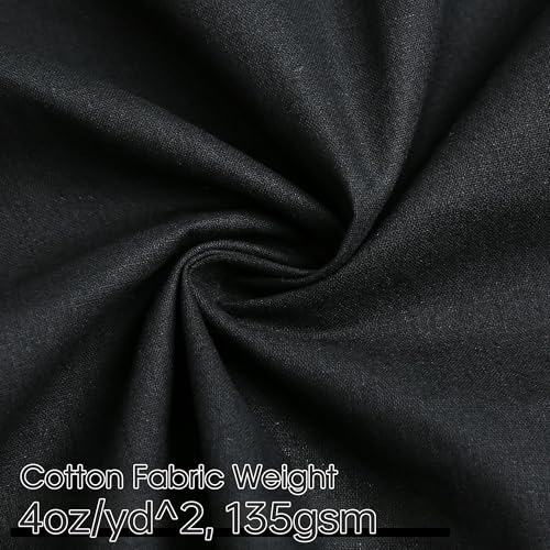 Black Cotton Fabric, Natural 100% Cotton Poplin Fabric by The Yard 59 Inches Wide Lining Fabric for Sewing Apparel Cloth Soft Embroidery Quilting, 2 Yard - color: Black, size: 2 Yards
