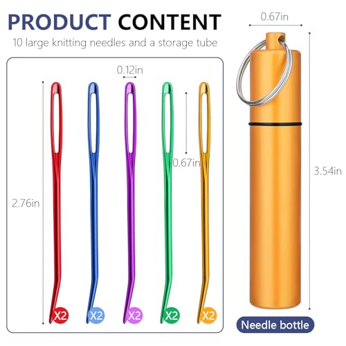 10PCS Yarn Needles,Tapestry & Darning Needle,Large Eye Weaving Needle for Crocheting,Crochet Accessories with Aluminum Storage Knitting