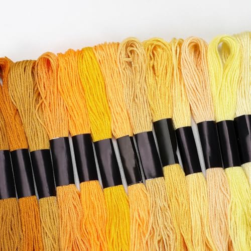 Embroidery Floss 16 Skeins 8.7 Yard Yellow Friendship Bracelet String Cross Stitch Threads for Jewelry Making Bracelet Stitching Thread Floss Bracelets Making Yarn - color: Yellow