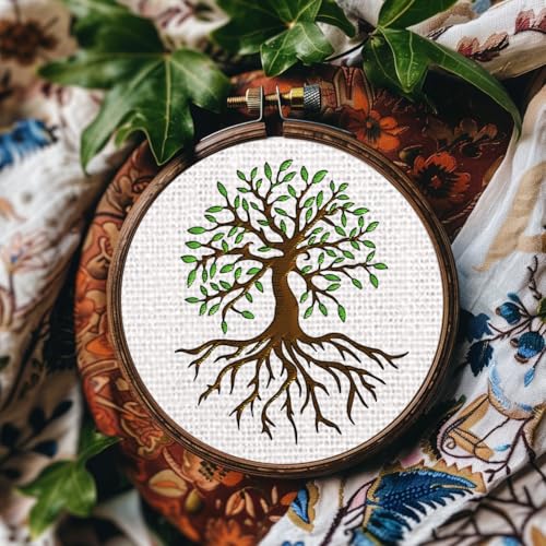 BENECREAT 4Sheets 24Pcs Trees Water Soluble Embroidery,11.7x8.3inch Branches Leaves Stick and Stitch Embroidery Paper Stabilizer for Shirts, Coats, Bags - color: Trees of Life