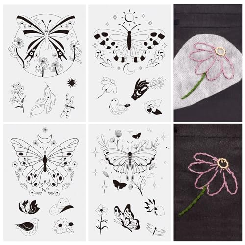 Beadthoven 20pcs Water Soluble Hand Sewing Stabilizers Stick and Stitch Embroidery Papers with Butterfly Patterns Wash Away Adhesive Embroidery Stabilizers for Hand Sewing Clothes Fabric - color: Butterfly