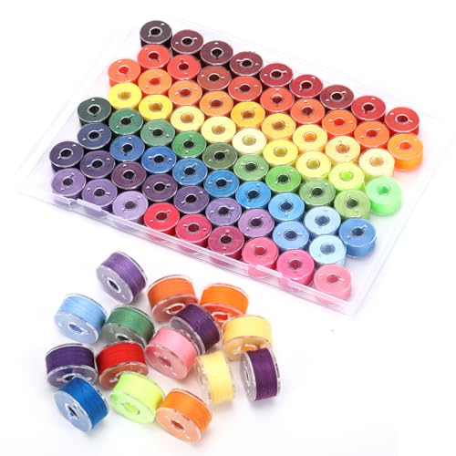 72 Pcs Pre-Wound Bobbins Sewing Thread 72 Colors (Rainbow) - color: Rainbow