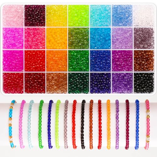PAXCOO 5320Pcs Crystal Acrylic Beads for Jewelry Making, Round Faceted Bicone Gem Beads in 28 Colors (4 MM) - size: 4 MM