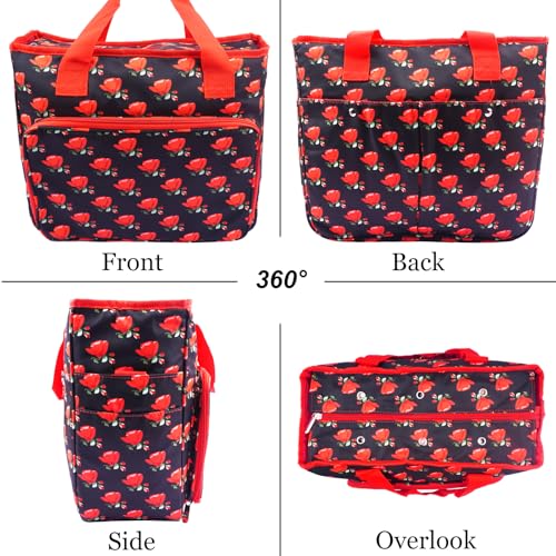 Knitting Bags and Totes Organizers Large Yarn Bags(Red Rose) - color: Red Rose