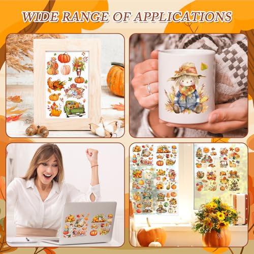 Fall Rub on Transfers for Crafts - 16 Sheets Pumpkin Gnome Rub on Transfers for Furniture Sunflower Maple Leaves Autumn Rub on Transfer Decal Sticker for Thanksgiving Wood DIY Craft Decor - style: Fall
