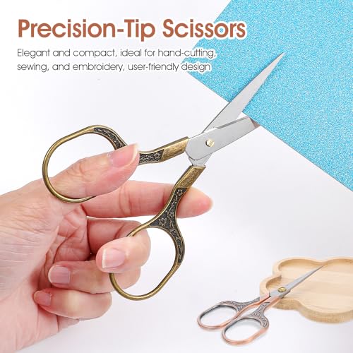 3 Pack Small Sharp Scissors, 5 Inch Precision Scissors with Cover Stainless Steel Embroidery Sewing Scissor Small Sharp Craft Scissor for Craft Wmbroidery Sewing Office Cutting
