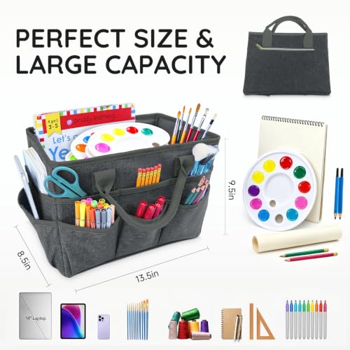 Art Supply Storage Bag,Craft Organizer Tote Bag for Craft Supplies - color: Gray