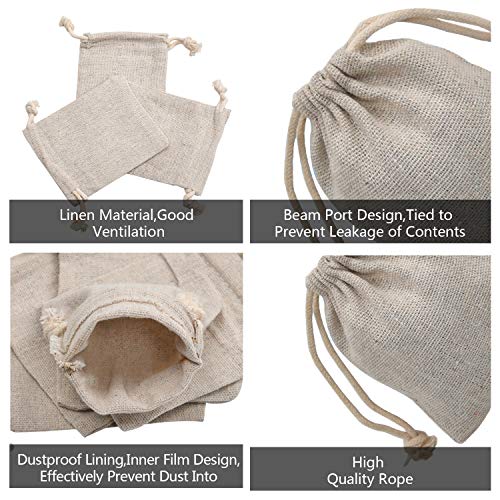 calary 50pcs Double Canvas Drawstring Bag Cotton Pouch Gift Sachet Bags Muslin Reusable Tea Bag 2.75x4 Inch - style: 2.75x4 Inch (Pack of 50)