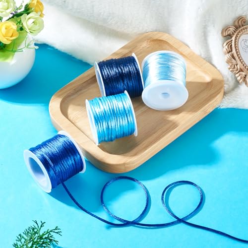 Elecrelive 40 Yards Rattail Satin Cords Blue Nylon String Beading String - color: Blue, 2mm