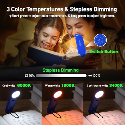 VAVOFO USB Rechargeable Book Light, Bookmark Clip on LED Reading Light - color: Royal Blue