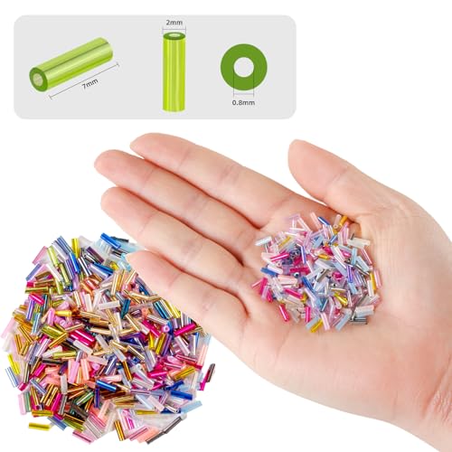 Ybxjges 4800Pcs 7mm Tube Beads Kit with 28 Colors Glass Bugle Seed Beads Small Craft Beads for DIY Bracelet Necklaces Jewelry Making