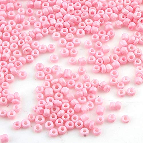 Perlin Glass Seed Beads 3mm 8/0 Round Mini Small Pony Beads 3300pcs for Making Earrings Bracelets Pendants Waist Jewelry DIY Handmade Opaque Color Kit (Pink, 2,6 mm ~ 3 mm) - color: Pink