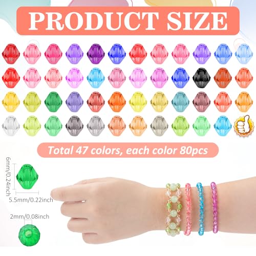XSEINO 3760 Pieces 6mm Crystal Beads for Jewelry Making, 47 Colors Crafts - color: Crystal