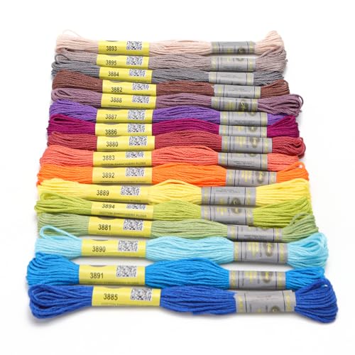 16 Skeins Double Mercerized Egyptian Cotton Embroidery Floss 8.75 Yards Per Skein for Cross Stitch Thread, Friendship Bracelets Floss, Craft Floss, Embroidery Floss Set (Set 20 (16 Skeins)) - color: Set 20 (16 Skeins)