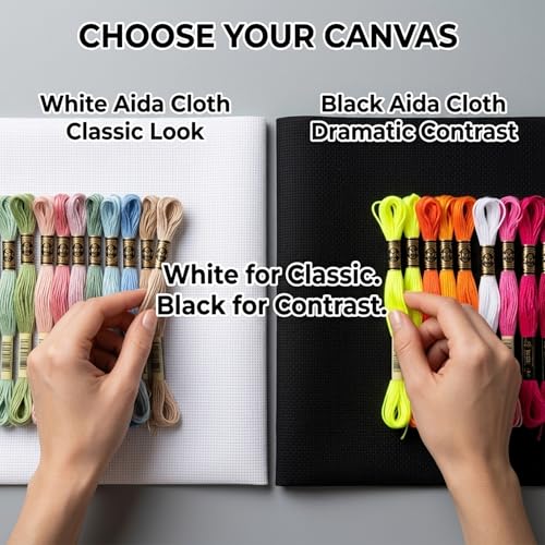 14 CT Aida Cloth for Cross Stitch,12PCS Pre-Cut Cross Stitch Fabric - color: White