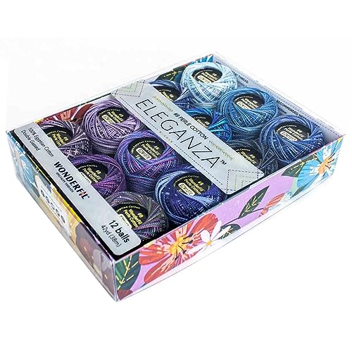 WonderFil 8wt Varigated Eleganza Pack of 12, Celestial