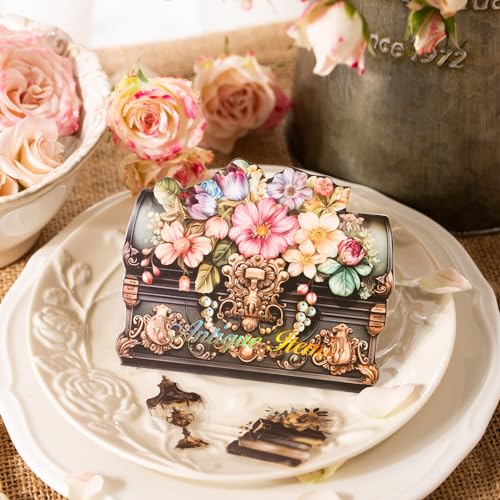 240Pcs PET Scrapbook Stickers Vintage Floral Designs for Scrapbooking DIY Crafts Waterproof Journaling Supplies Junk Journal Ephemera with Storage Organizer - color: Old Object Floral Fragrance