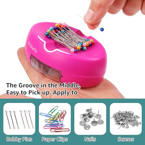 Arcimatto Magnetic Pin Holder, Strong Magnet Pincushion with Drawer, Pin Cushion with 100 Pcs Ball Head Straight Pins for Sewing, Needle Cushions Bobby Pin Holder Paper Clip Organizer for Quilting - color: Rose Red