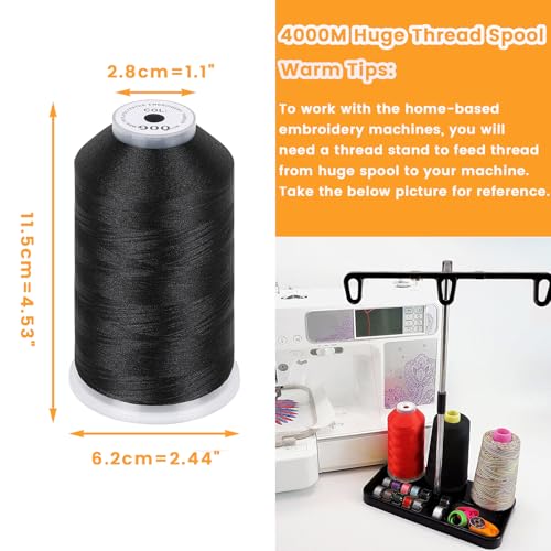 New brothread 4000M Huge Spool Embroidery Machine Thread - Black - color: Black-900