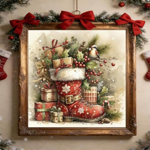 Dugsmgd Christmas Diamond Art Kits for Adults, Diamond Painting 12x12in - color: Christmas boots