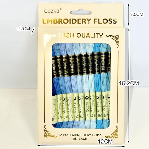 Premium Rainbow Color Embroidery Floss - Cross Stitch Threads - Friendship Bracelets Floss - Crafts Floss - 12 Skeins Per Pack Embroidery Floss,Ocean Color - color: Ocean Color