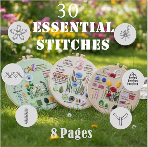 TenDawn Embroidery Kit for Beginners – 3PCS Floral Sampler Patterns, DIY Hand Embroidery Starter Set for Adults & Kids, Learning Stitches Craft Kit Gift