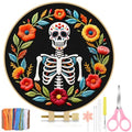 TINDTOP Embroidery Kit for Adult Beginners, Embroidery DIY Starter Kit, with Stamped Patterns, Hoop, Tools, Colorful Threads with Needles, Instructions (Skeleton A) - color: Skeleton A