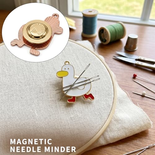 Cute Cartoon Duck Magnetic Needle Minder 1Pack Strong Non-Slip Magnet Holder Cross Stitch Embroidery Sewing Accessories White