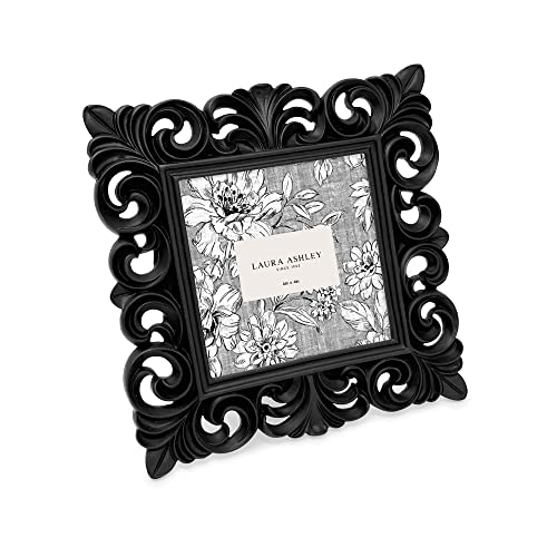 Laura Ashley 4x4 Black Vintage Inspired Resin Scroll Design Picture Frame - color: Black, size: 4x4