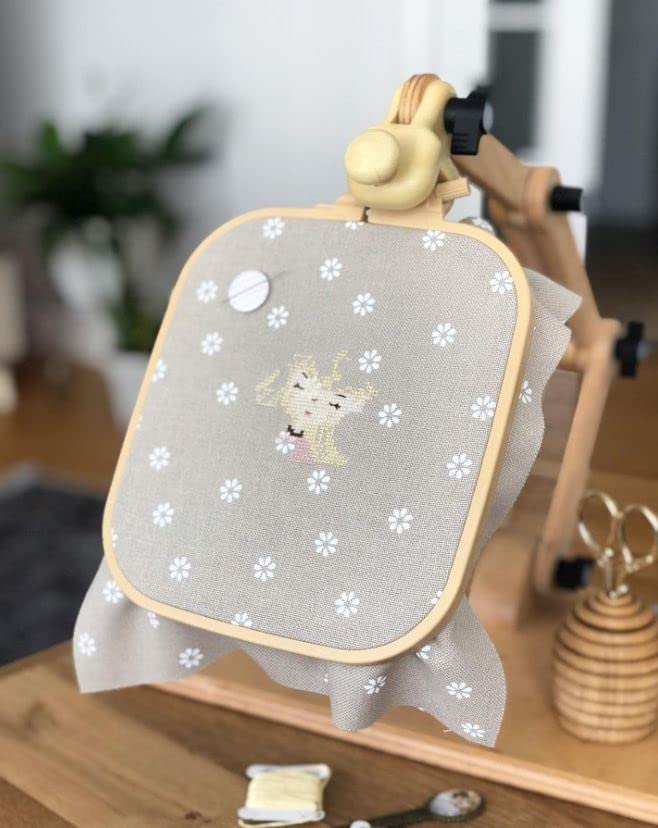 Nurge Adjustable Embroidery Table Stand, Cross Stitch Hoop Stand, Embroidery Hoop Holder. Hand Polished Natural Wood. ( Model No:190-4)