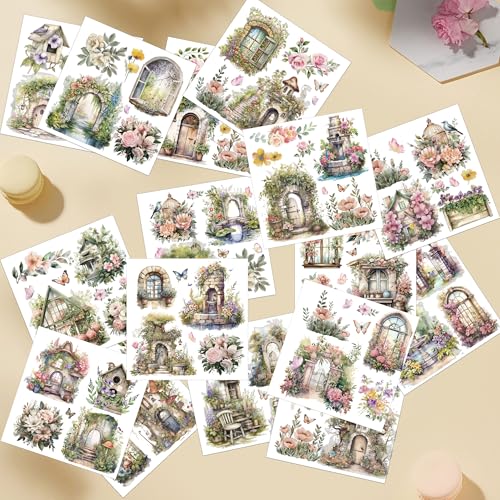 16 Pcs Garden Flower Rub-On Transfers for Furniture & Crafts - style: Flower Garden