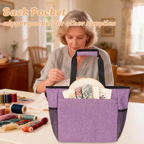 CROTIRAD Embroidery Bag Organizer for Cross Stitch Kits with Shoulder Strap - color: Purple