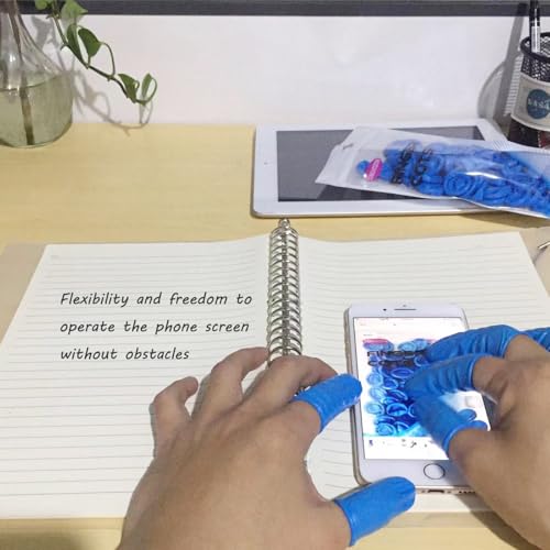 Medium Disposable Nitrile Finger Cots, Anti-Static Non-allergenic Finger Protectors,Suitable for Beauty, Cleaning, Massage,Electronic Repair 100 pcs (Blue) - color: Blue