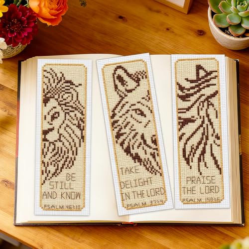ORIGACH 6 Set Animals & Scripture Verse Cross Stitch Bookmark Kit - style: Animals & Scripture Verse