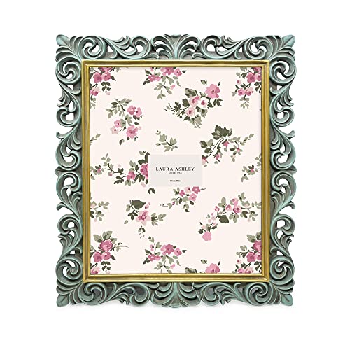 Laura Ashley 8x10 Light Blue w/Gold Vintage Scroll Design Picture Frame - color: Light Blue with Gold, size: 8x10