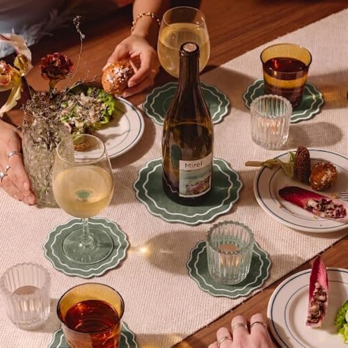 Linen Coasters for Drinks Set of 6, Sage - color: 1117 - Sage, size: 6 inches