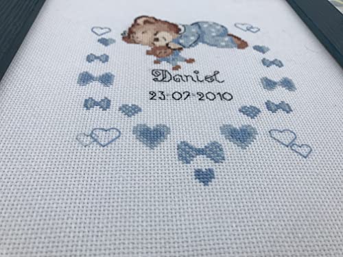 RIOLIS 1124 Boys Birth Announcement Counted Cross Stitch Kit 7 x 9.5 in - style: Boys Birth Announcement 1124