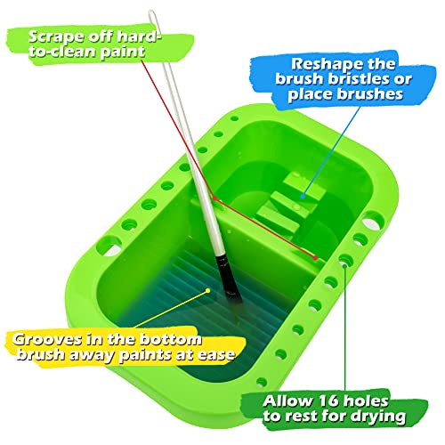 MyLifeUNIT Paint Brush Cleaner, Paint Brush Holder and Organizers with Palette for Acrylic, Watercolor, and Water-Based Paints (Lawn Green) - color: Lawn Green