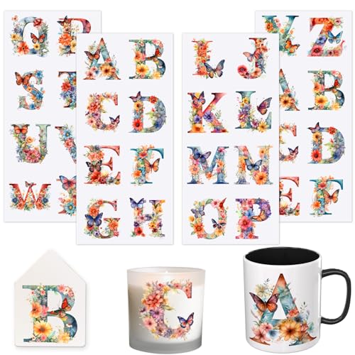 32 PCS Butterfly Alphabet Sublimation UV DTF Cup Wrap Stickers - style: Butterfly alphabet sublimation