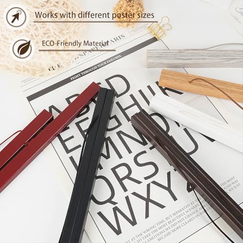 2 Pack Magnetic Poster Hanger Frame, 33x24 33x23 33x47 Light Wood Wooden Magnet Canvas Artwork Print Dowel Poster Hangers Frames Hanging Kit (Black, 33", 2 Packs) - color: Black, size: 33 inch(2 Pack)