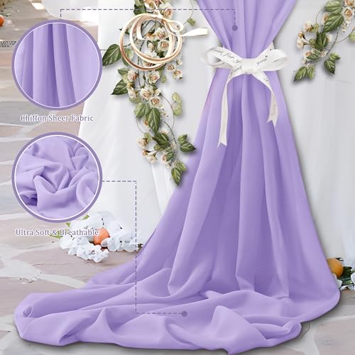 Horbaunal Lavender Chiffon Fabric by The Yard, 5 Yard Precut Sheer Fabric - color: Lavender, size: 5 Yards