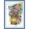 ITSTITCH Stamped Cross Stitch Kits - Full Range of Embroidery Patterns for Beginners or Adults,14 CT 2 Strands DIY Counted Needlepoint Arts Craft-Rose Wall Sconce 10.6×14 inch - color: Rose Wall Sconce