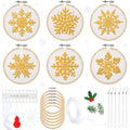 Roowest 6 Sets Christmas Embroidery Kits Snowflake Ornament DIY,Gold - color: Gold