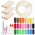 Woohome Punch Needle Kit Included Plastic Hoops, Punch Needle Cloth, Color Yarn and Punch Needle Tools for Adults, Beginners (18PCS Starter Kits) - color: Color 1