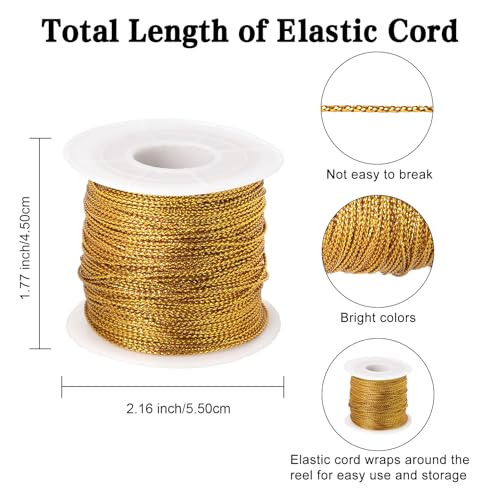 Metallic Cord 218 Yards 1mm Gold String Twine Metallic Tinsel Thin Ribbon Rope Gold Thread String for Crafts Bracelet Necklace Jewelry Making Gift Wrapping Christmas Ornaments Hanging Decoration 2Roll - style: gold
