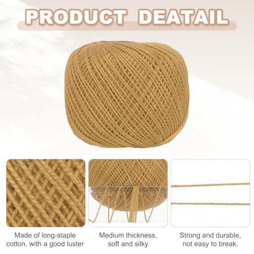 MECCANIXITY Crochet Thread Pearl Cotton Size 3 Champagne 164 Yards for Crocheting Tatting Knitting Embroidery Sewing - color: Champagne