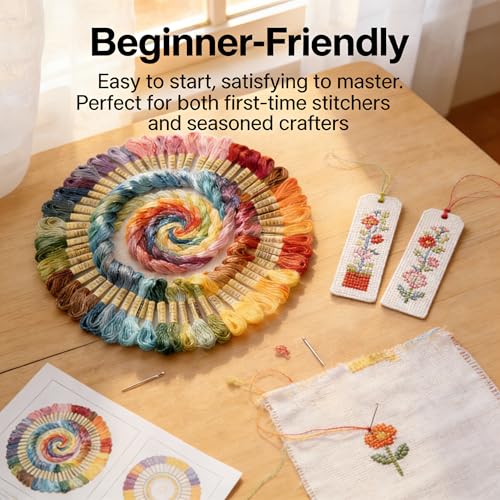 36 ColorsEmbroidery Thread Floss, 100% Long-Staple Cotton Cross Stitch Thread Colorfast Sewing Thread for Hand Embroidery - color: Mutiple-color, size: 36 Color