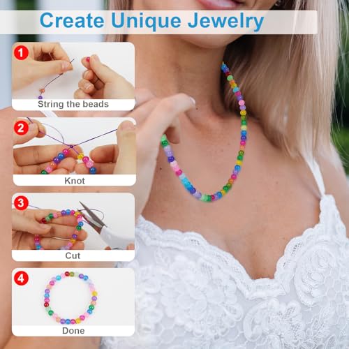 XSEINO About 1200PCS 6mm Glass Beads Bracelet Making Kit,24 Colorful Nature Series Colorful Crystal Beads for Bracelet and Jewelry Making and DIY Crafts,Friendship Bracelets - color: Color Glass Beads