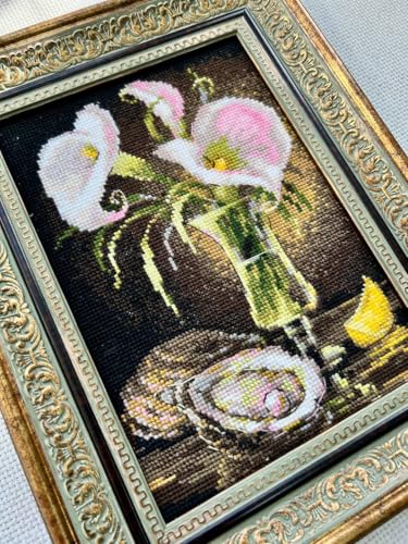 RIOLIS 2267 Calla Lilies and Oyster Counted Cross Stitch Kit 6 x 8.25 in - style: Calla Lilies and Oyster 2267