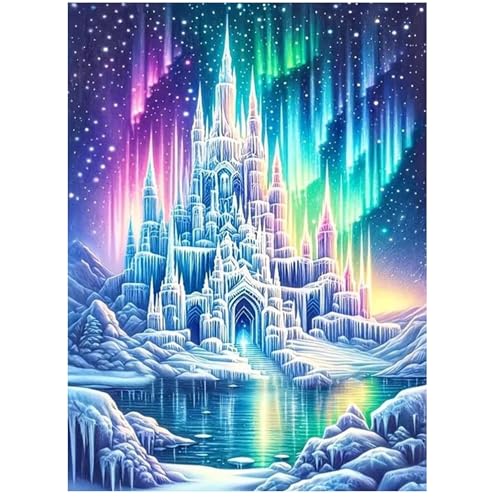 KUFWKEY Fantasy Castle Diamond Art Kits for Adults,5D Aurora Borealis Diamond Painting Kit, Full Round Drill DIY Diamond Mosiac Art,Diamond Dots for Beginners,Gem Art and Crafts,Home Decor,12x16inch - color: MA808